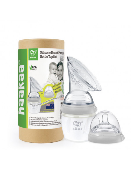 Generation 3 Silikon Milchpumpe & Baby Flasche Top Set (160ml) - Grau