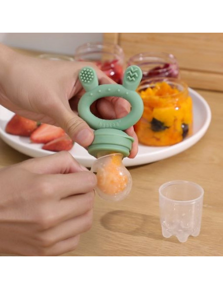 Freeze-N-Feed Fruchtsauger und Eiswürfelform Mini Set - Olivgrün