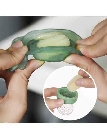 Freeze-N-Feed Fruchtsauger und Eiswürfelform Mini Set - Erbsengrün