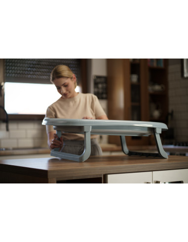 Faltbare Babybadewanne mit Ablaufstopfen - Grau